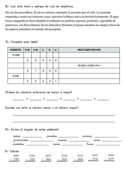Fichas De Lengua Y Matemáticas De Primaria Escuela En La Nube