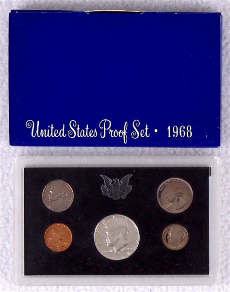 1968 United States Mint Clad Proof Set Of 5 Coins In Original Mint
