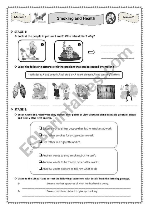 Smoking And Health Esl Worksheet By Anabouha