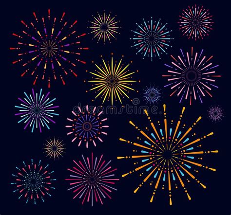 Vector Illustration Collection Of Colorful Festive Bright Firework