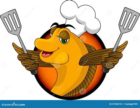 Lustige Karikaturkochfische Stock Abbildung Illustration Von Farbe Ausdruck