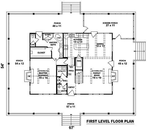 Complete Wrap Around Porch 58296sv 1st Floor Master Suite Butler