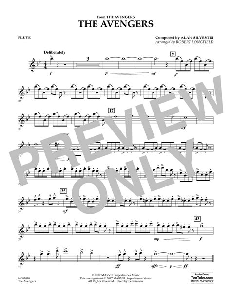 The Avengers Flute Sheet Music Robert Longfield Concert Band