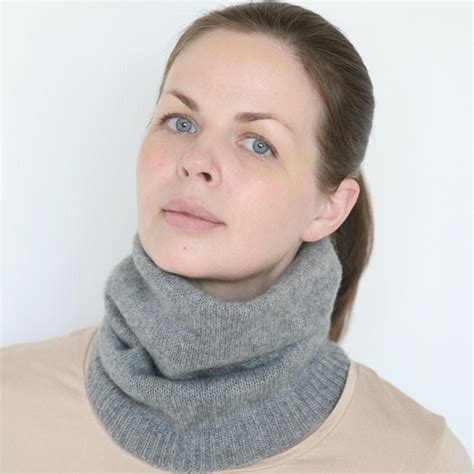100 Cashmere Scarf Snood Gray Knitted Tube Scarf Snood For Etsy