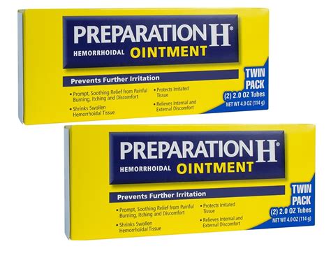 2 Pack Preparation H Hemorrhoidal Ointment 2 Oz Tubes 2 Ct 1 Pack