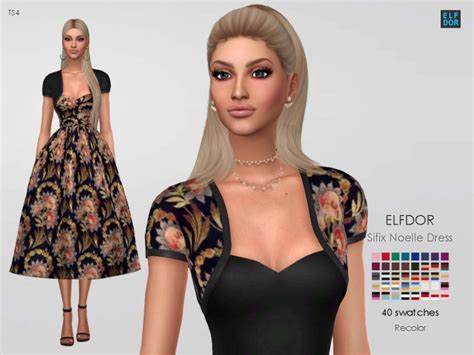 Sifix Noelle Dress Rc At Elfdor Sims Sims 4 Updates