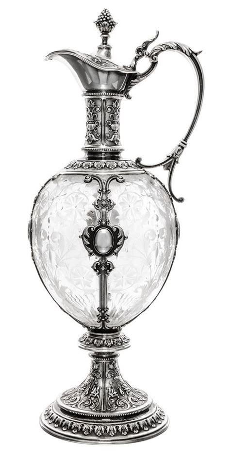 A German Silver And Etched Glass Wine Ewer Likely Koch And Bergfeld