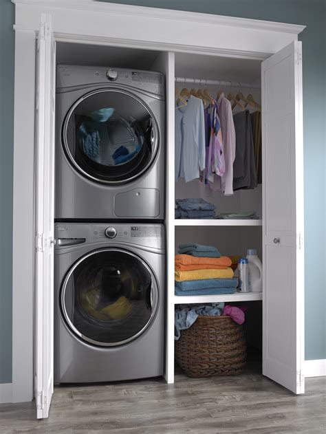 Laundry Room With Stacked Washer Dryer Image To U