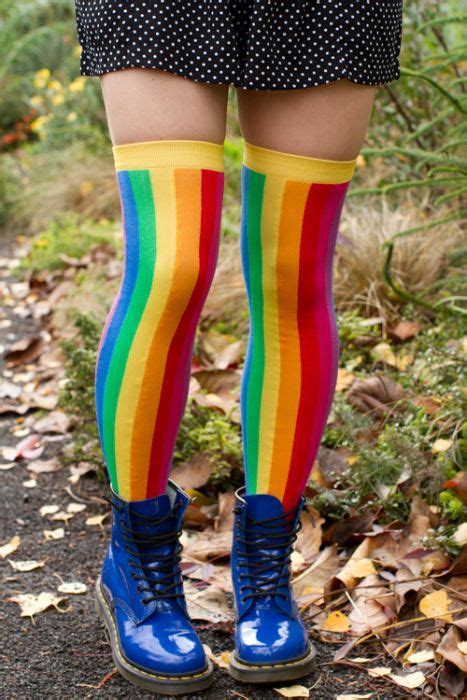 Vertical Rainbow Over The Knee Sock Dreams Over The Knee Over The Knee Socks Socks And Tights
