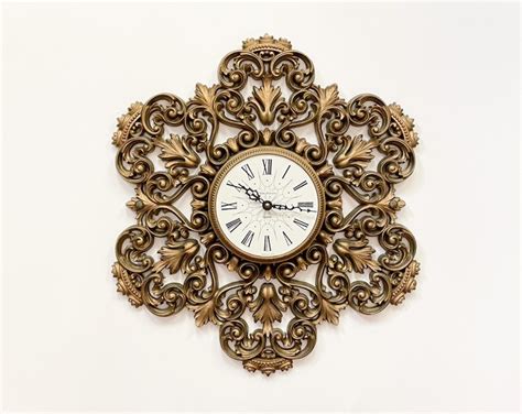 1960s Rococo Wall Clock Gold Resin Ornate Clock By Burwood Etsy