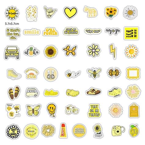 50 Yellow Stickersets Stickers Aesthetic Stickers Orange Stickers
