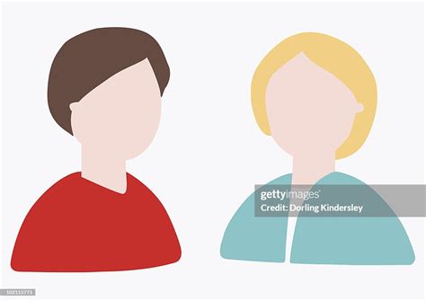 Digital Illustration Of Head And Shoulders Of Two People Without Faces