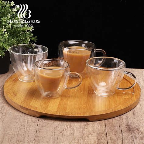 Hot Sale High Borosilicate Insulated Double Walled Glass Coffee Mugs China Double Wall Glass