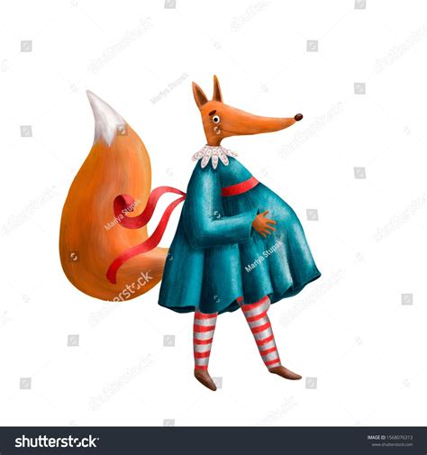 Cute Digital Illustration Of Pregnant Fox Funny Animal Character