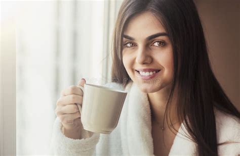Portrait Of Girl With Cup Stock Photo Image Of Happy 110556208