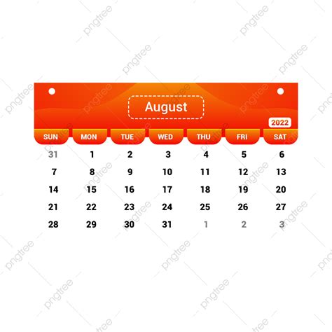 Gambar Desain Kalender Agustus 2022 Dengan Warna Penuh Kalender 2022