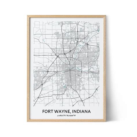 Fort Wayne Map Poster Your City Map Art Positive Prints