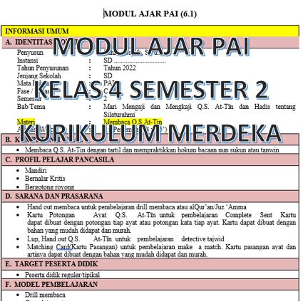 Modul Ajar Pai Kelas Semester Kurikulum Merdeka Kherysuryawan Id