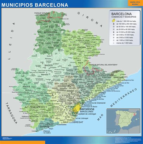 Mapa Municipios Provincia Barcelona Mapas Murales De España Y El Mundo