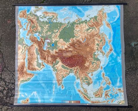 Vintage Relief Map Eurasia Map Asia Middle East Europe Etsy Ireland