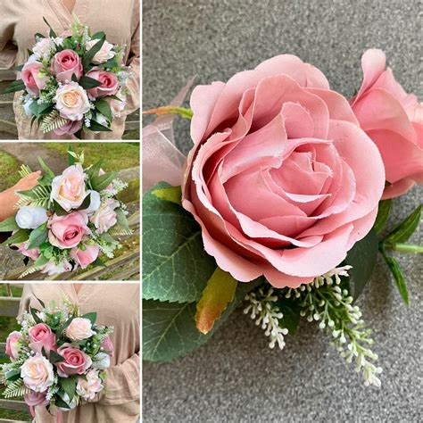 A Teardrop Bouquet Of Artificial Pink And White Roses Abigailrose