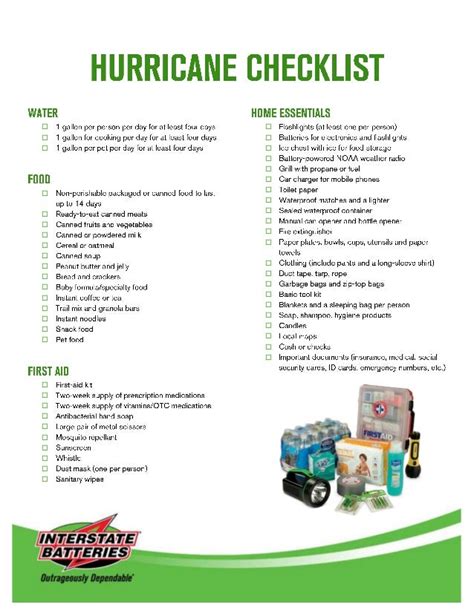 Hurricane Preparedness Checklist Printable