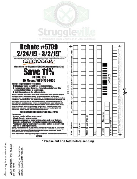 Menards 11% Rebate #5799 – Purchases 2/24/19 – 3/2/19