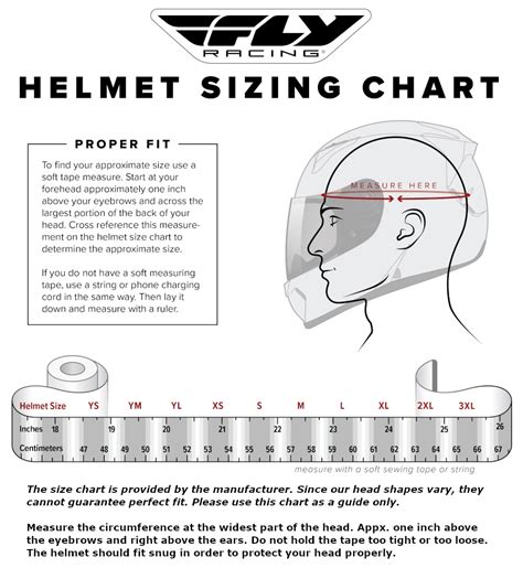 Fly Racing Youth Helmet Size Chart