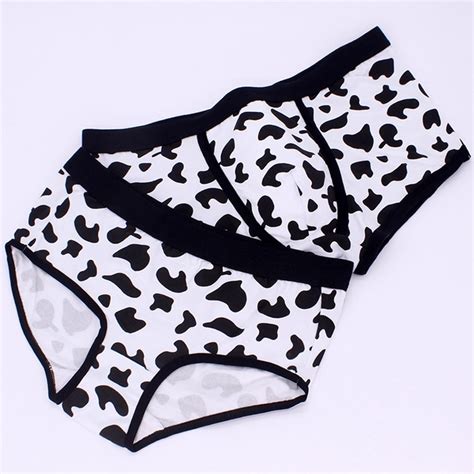 Sexy Cow Pattern Couple Panties Men Underwear Boxers Sexy Underpant Cotton Male Panties Shorts
