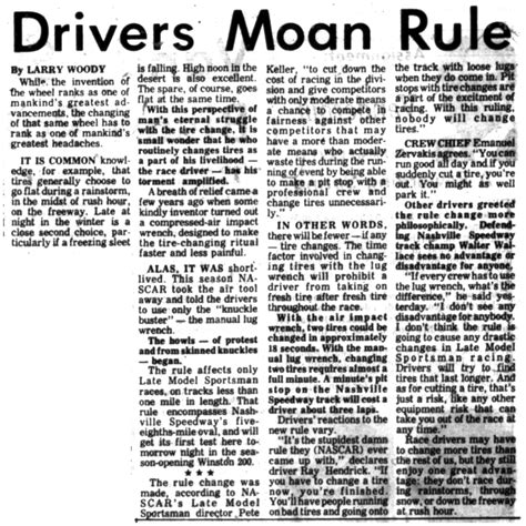 Major organizations, those with no stake in politics, are taking political sides and alienating. Bench Racing From the Volunteer State: April 17, 1976 ...