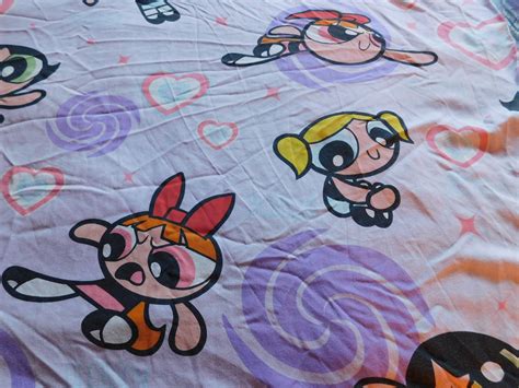 Flat Sheets The Powerpuff Girls Twin Size Flat Sheet Blossom Bubbles Buttercup Hearts And Stars