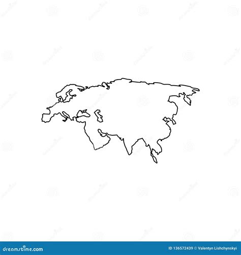 Eurasia Map Flat Simple Black Design Stock Illustration Illustration
