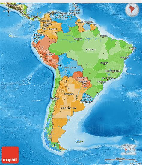 Political 3d Map Of South America Physical Outside