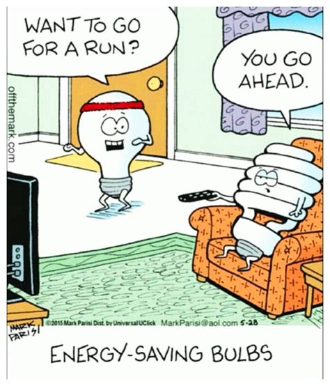 Energy Saving Day Science Jokes Funny Cartoons Electrician Humor
