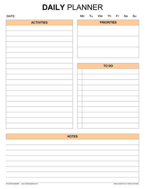 Planner Template Word
