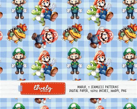 Mario Seamless Pattern Printable Seamless Pattern Digital Etsy