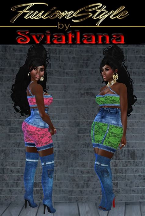 Lace Outfit And Denim Boots At Fusionstyle By Sviatlana The Sims 4 Catalog
