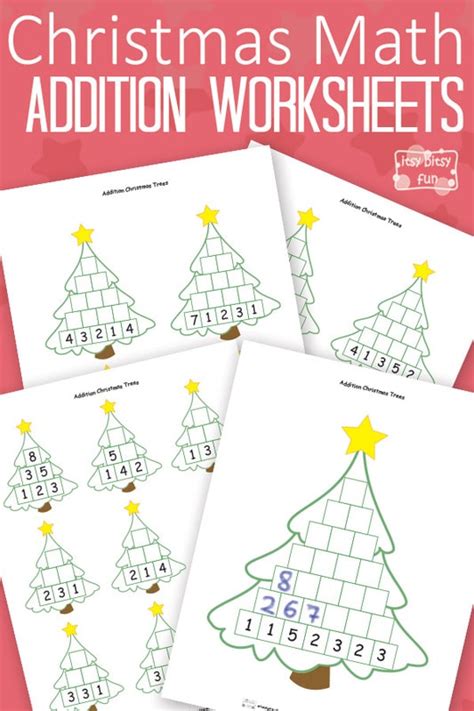 Christmas Math Worksheets Addition Tree Itsy Bitsy Fun