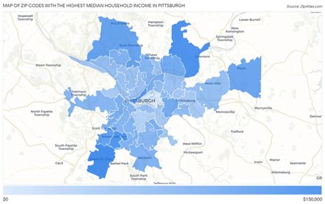 Highest Median Household Income In Pittsburgh By Zip Code Zip Atlas