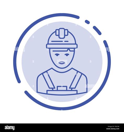 Worker Industry Avatar Engineer Supervisor Blue Dotted Line Line