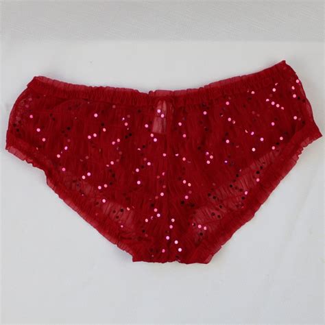 Nwt Red Sequin Panties Ruffle Panties Sheer Underpants Cute Etsy