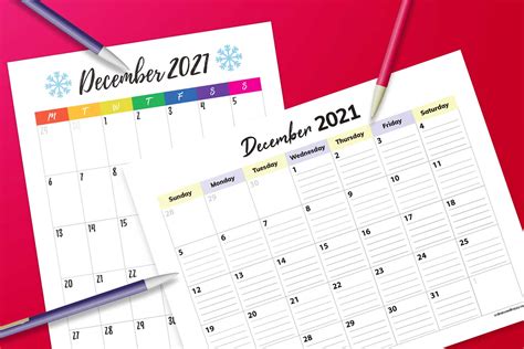 December Calendar Template Printables Free And Premium Ordinary And