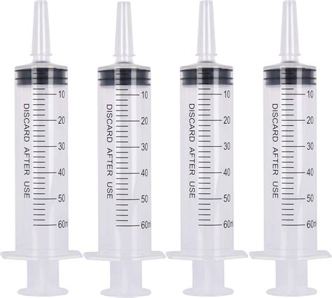 Chougui 4 Pack 60ml Syringe Plastic Disposable 60cc Syringes With