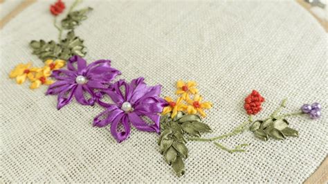 Ribbon Embroidery Design For Beginners Diy Flower Art Silk Ribbon
