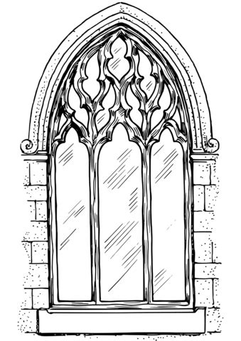 Dibujo de Ventana con arco Gótico para colorear Dibujos para colorear imprimir gratis