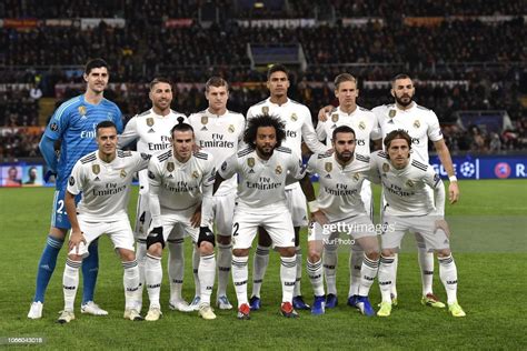 Real Madrid Squad During The Uefa Champions League Match Between Roma