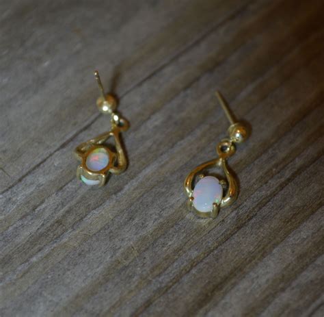 Ct Gold Opal Drop Earrings Australian Opal