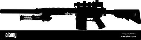 Vector Image Silhouette Of Modern Military Sniper Rifle Symbol