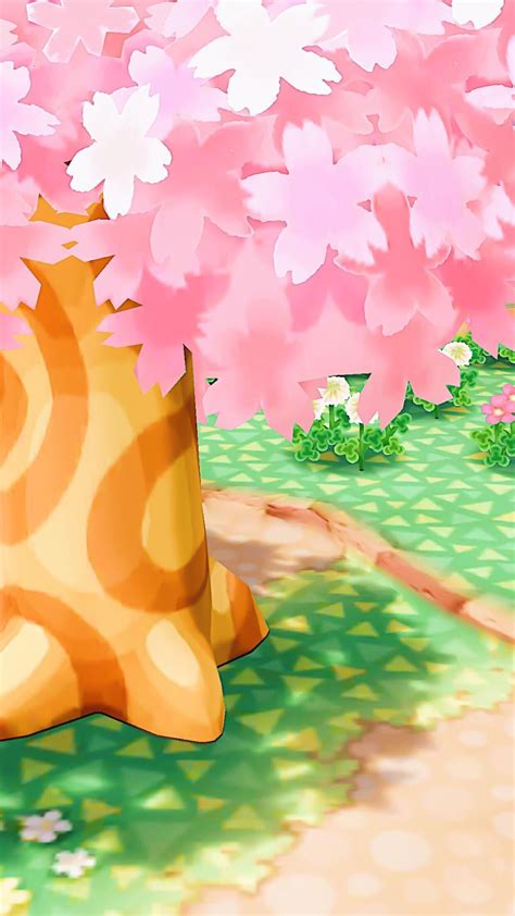 Cherry Blossom Tree Wallpaper Animal Crossing New Horizons Mural Wall
