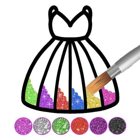 Glitter Dress Coloring And Drawing Book For Kidsappstore